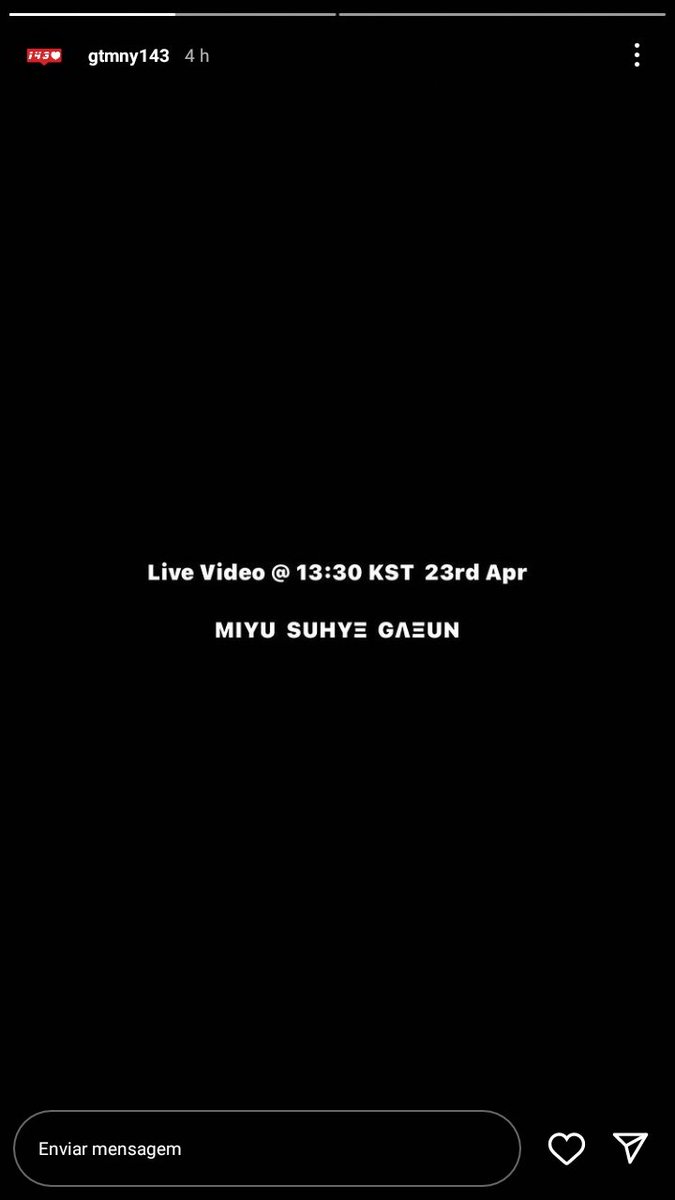 🚨 | VEM AI?  Ao que parece dia 23 de abril vai ter uma live com a Suhye, miyu e Gaeun as 13:30 KST

#등교전망설임 #방과후설렘 #KIMSUHYE #김수혜 #MyTeenageGirl