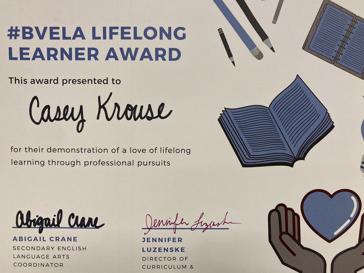Thank you @BVWest for nominating the @PleasantRidgeMS 8th Grade ELA teachers for Lifelong Learner Awards! Knowing our students are coming to you prepared and excited to learn makes it all worthwhile. #BVELA @abigail_crane