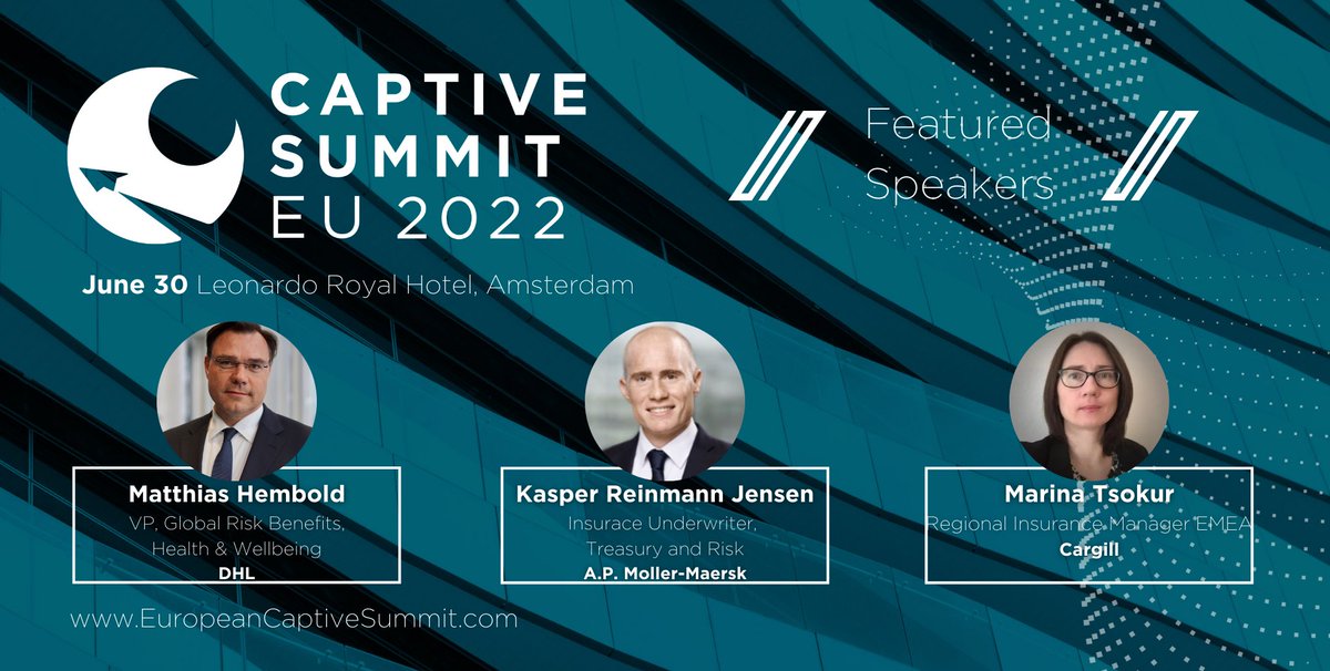 Our European Captive Summit has Captive Owners at the heart of the event, where they are in the majority on and off the stage. Join Matthias Helmbold, Kasper Reimann Jensen and Marina Tsokur who will be there helping to catapult the captive conversation. bit.ly/3iPBhx4