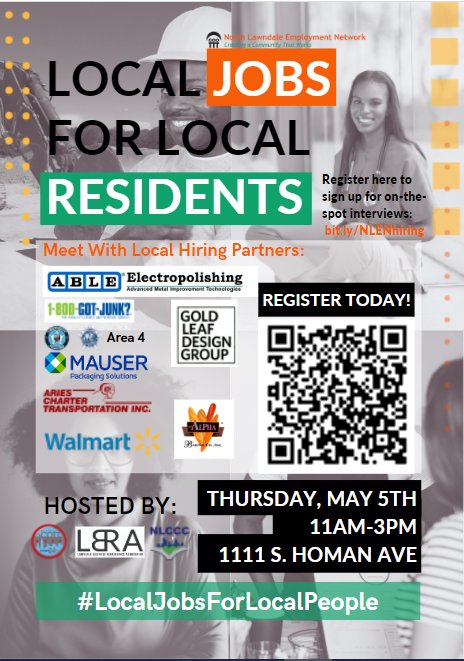 ChicagoCAPS11's tweet photo. The 11th District will be working with Area 4 Deputy Chief Wines office in teaming up with North Lawndale Business Network to host a job fair May 5, 2022 at 1111 S. Homan from 11am until 3pm. We are accepting all individuals with challenging backgrounds and no backgrounds. https://t.co/2SHlEODVM3