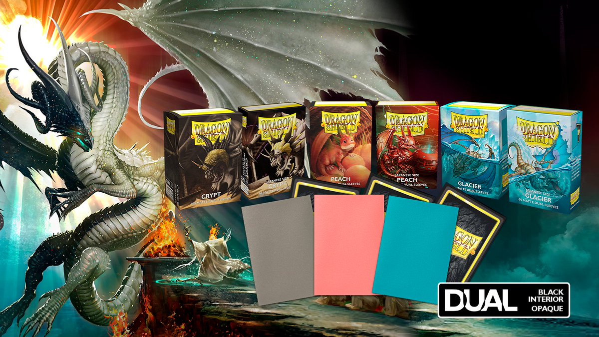 DragonShield_'s tweet image. 3 new Matte Dual colors - Crypt, Peach and Glacier - in both standard size and Japanese size!

Gorgeous colorful backs with a black inside – Charred with real dragon fire!

Giveaway: 3 packs of your choice! Retweet to enter

Follow/enable messages so we can contact you if you win