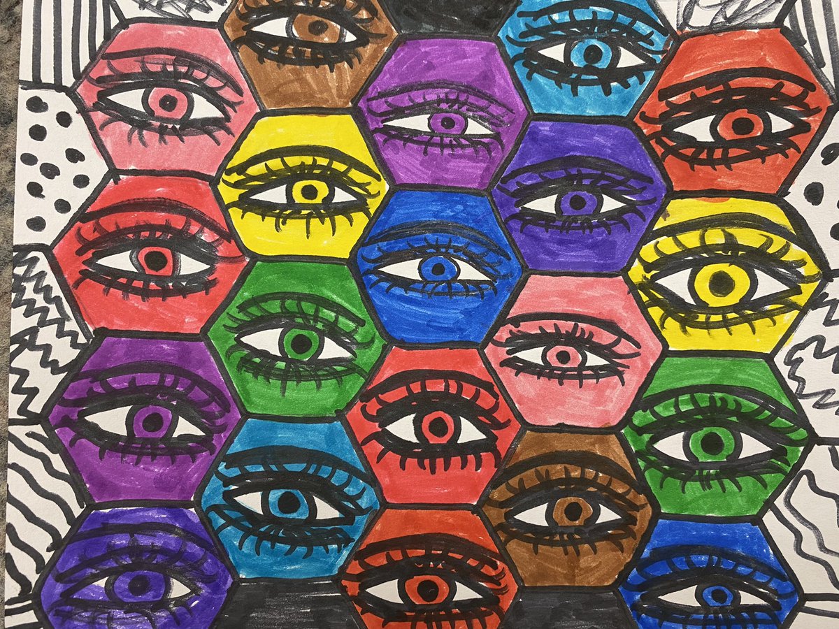 beverms1's tweet photo. Math in Junior Art … M.C. Escher’s tessellations. https://t.co/sAk3d8DPV1