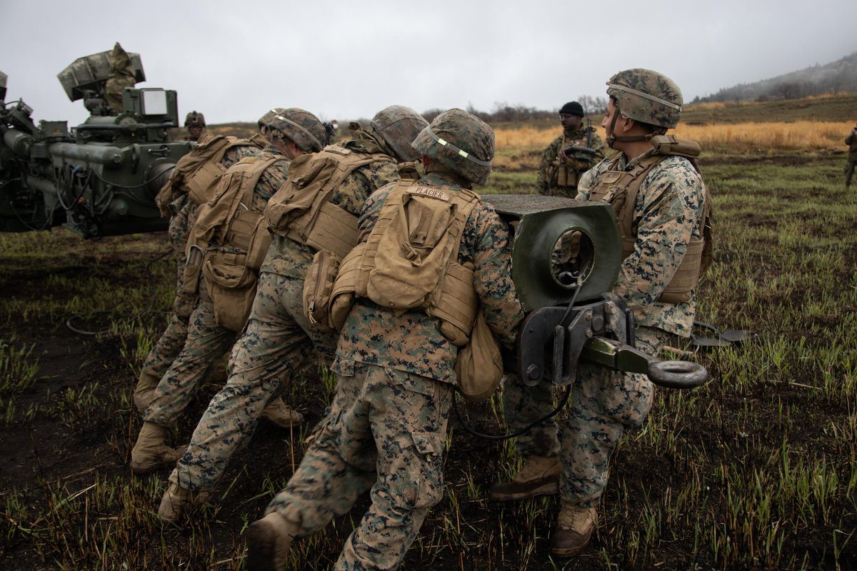 #Marines with @3d_Marine_Div fire an M777 towed 155 mm howitzer during Artillery Relocation Training Program (ARTP) 22.1 at the @Japan_GSDF Hijudai Training Area, April 16. 

The skills developed at ARTP increase the proficiency to provide precision indirect fires. 

#EveryDomain