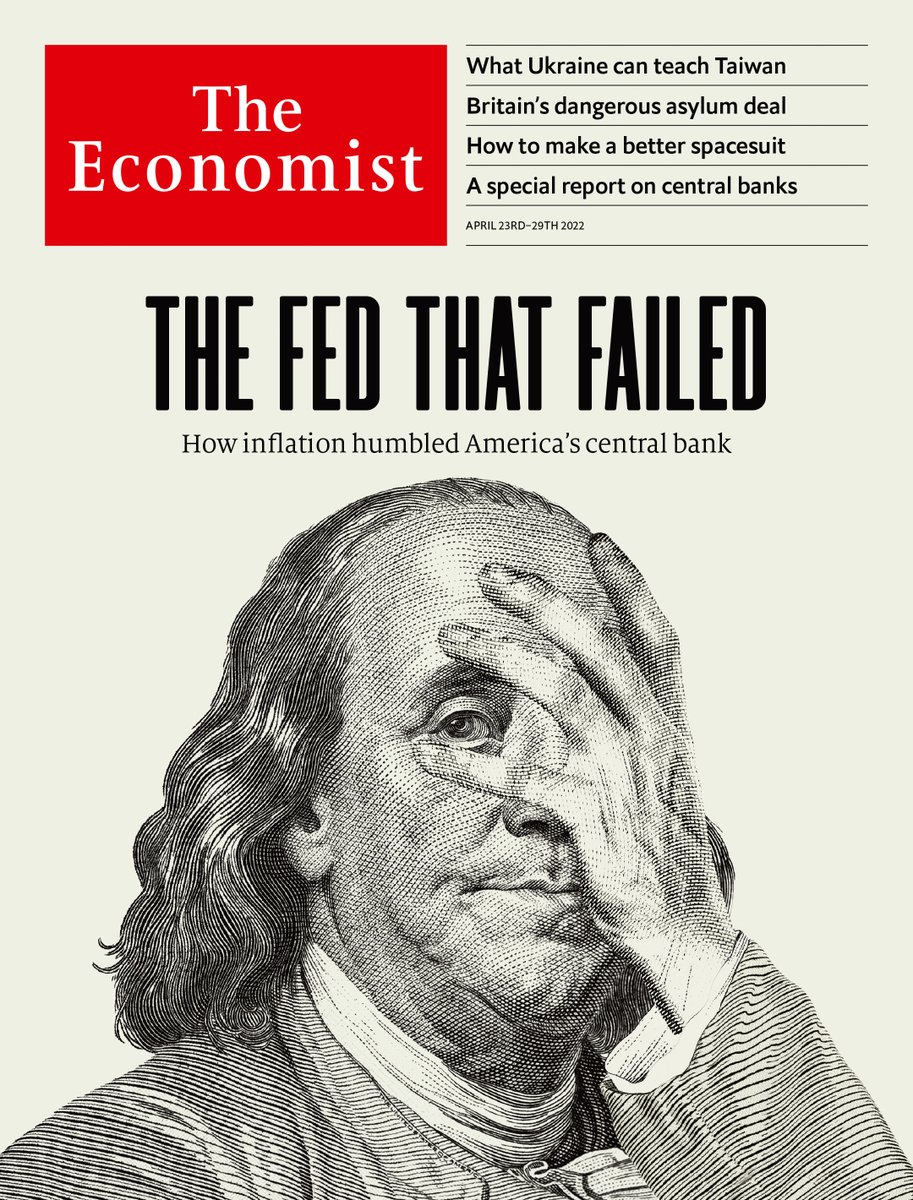 TheEconomist's tweet image. Central banks are supposed to inspire confidence in the economy by keeping inflation low and stable. In America, however, there has been a hair-raising loss of control. Our latest cover econ.st/3jXwpGK