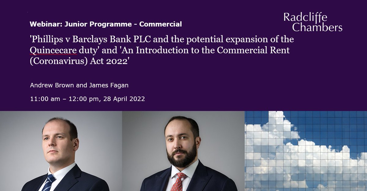 RadcliffeChmbrs's tweet photo. Join Andrew Brown and James Fagan on Thursday 28th April for the next installment of our Junior Programme! 💻
Email events@radcliffechambers.com to reserve a space on this webinar 📩
#JuniorProgramme #Commercial #arbitration https://t.co/v64PJ5Txtn