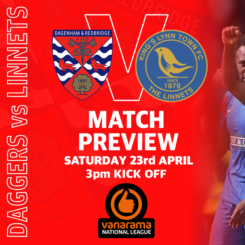 Dag_RedFC's tweet photo. 𝙈𝙖𝙩𝙘𝙝 𝙋𝙧𝙚𝙫𝙞𝙚𝙬 👀

The Daggers look to make it four wins on the bounce as they host King's Lynn Town this afternoon!

Click below to read the match preview ahead of the game ⤵️

#COYD⚔️ | @ChigwellGroup | @westandcoe
