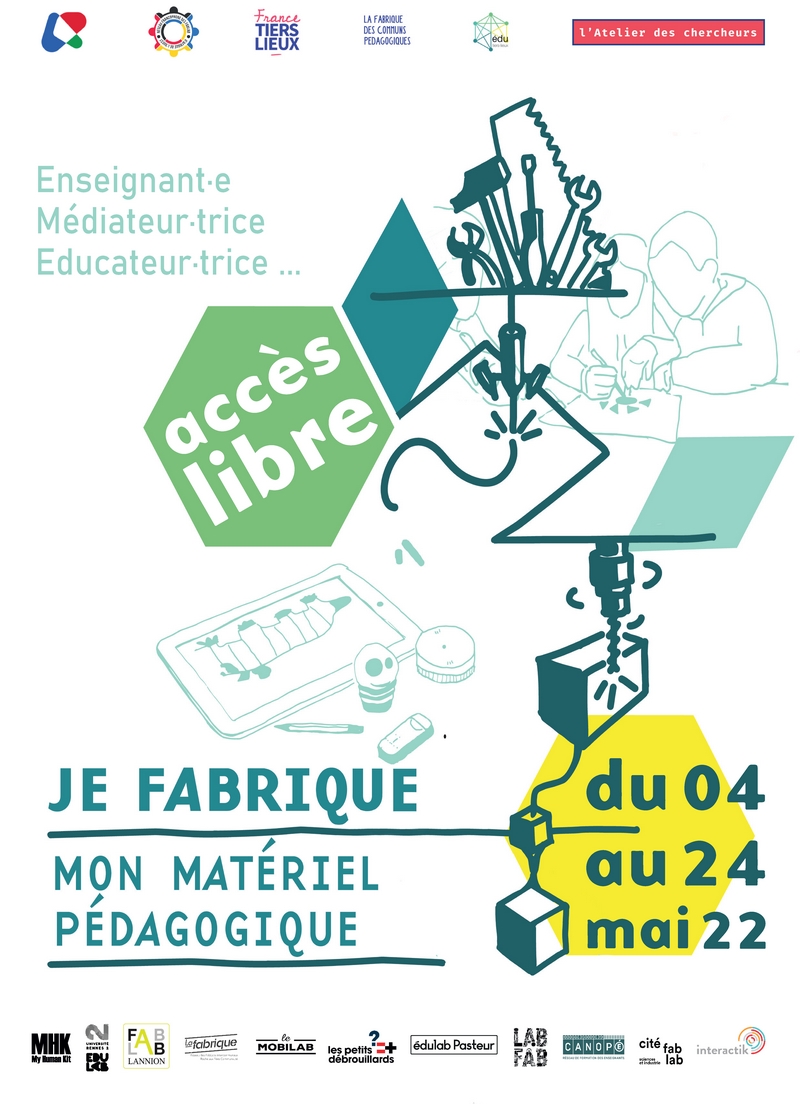 « je fabrique mon matériel pédagogique » avec des collègues éducateurs enseignants – L’opération est reconduite en Bretagne du 04 au 24 mai prochain dans divers fablab =&gt; les flyers pour en savoir plus et diffuser largement !!!! : colibris.link/ciujS