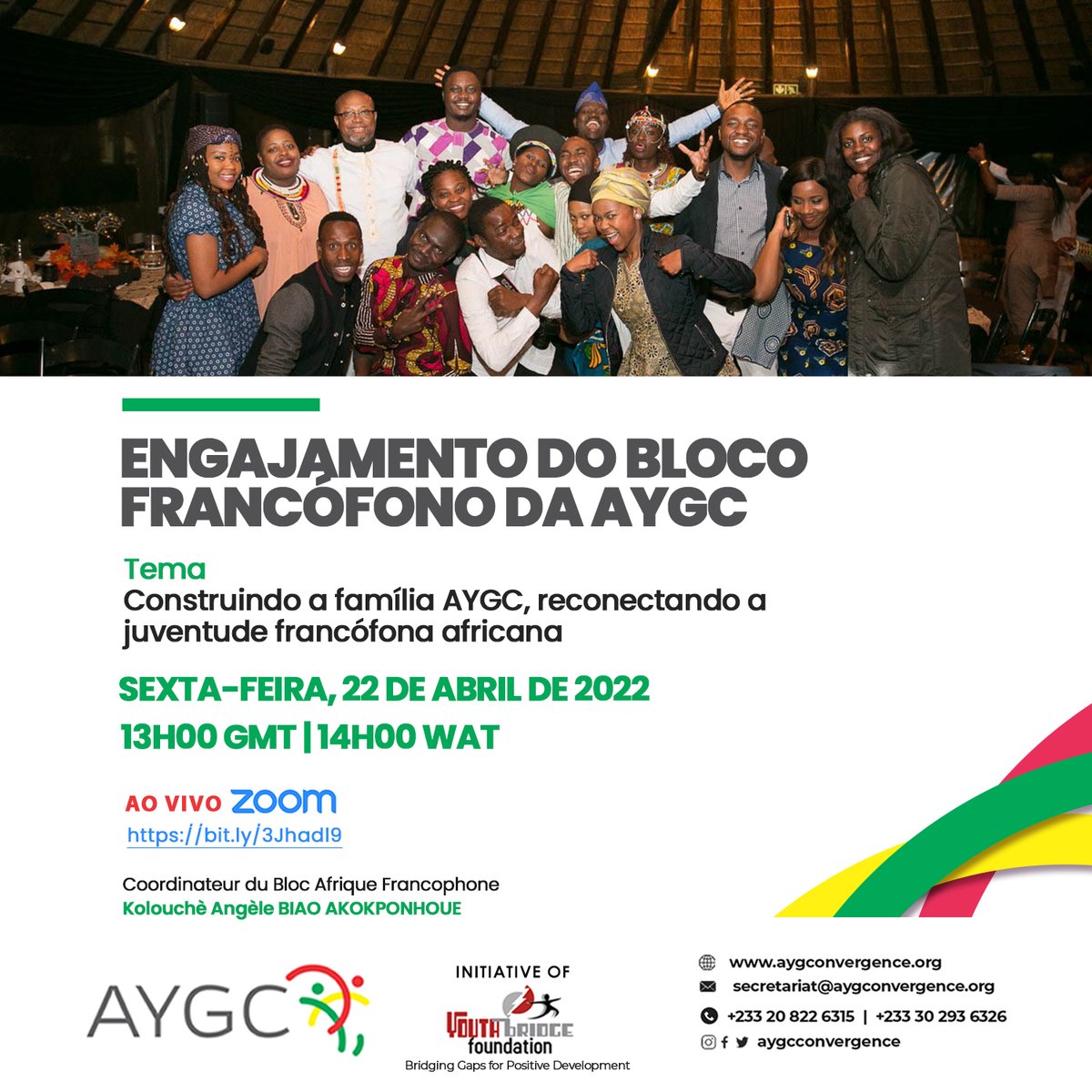 Amanhã nos encontraremos novamente para nosso próximo encontro de bloco com jovens francófonos. Junte-se a nós. #AYGC2022 #AYGC #YouthMatter #BeyondBorders