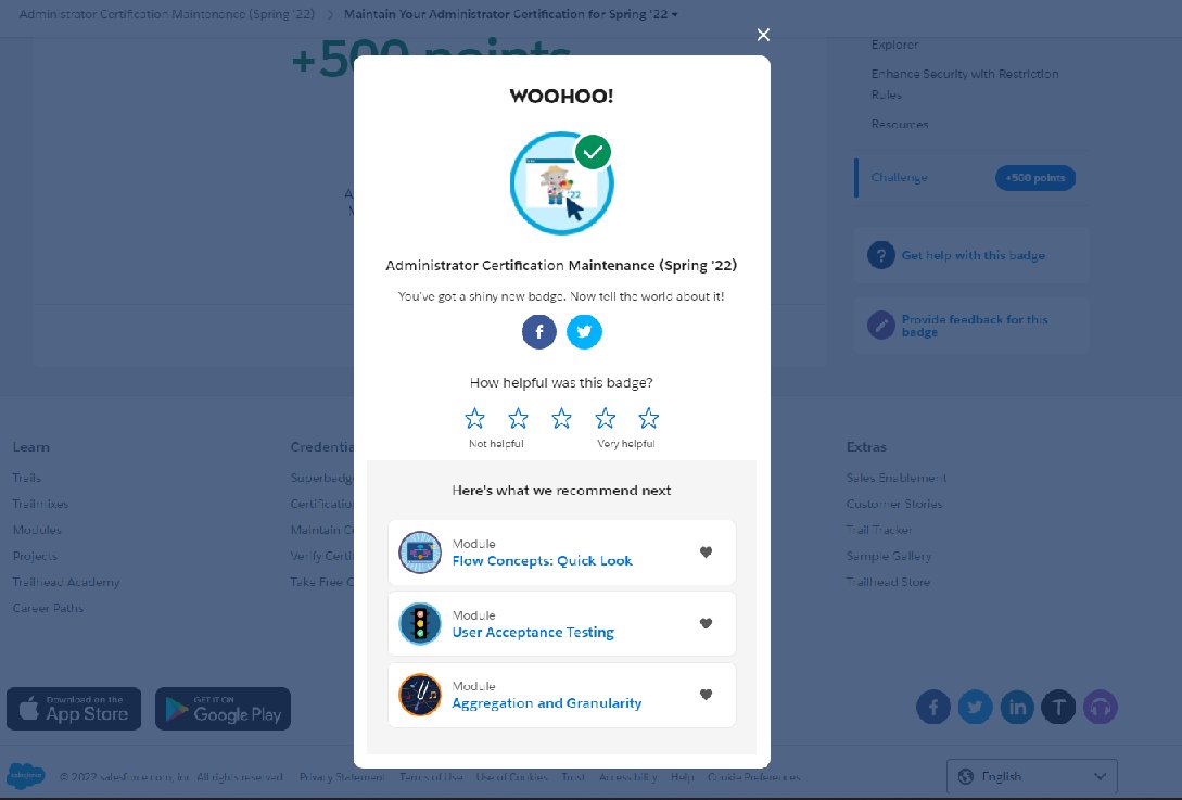 satheesh_1105's tweet photo. Just earned the Administrator Certification Maintenance (Spring '22) badge on @Trailhead and you should too! 
https://t.co/NuwlSvjCJ7 
@SalesforceUK
#ThinkPositiveThursday
 @ServiceCloud 
#SFDG_NAMAKKAL 
#sfdc 
#ThursdayThought  
 #trailHeadQuests
@trailhead https://t.co/IfwtKxSI21