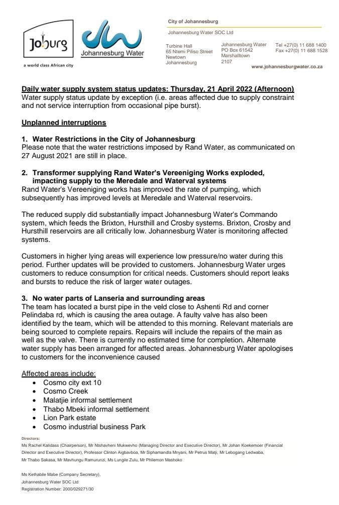 Johannesburg Water tweet media