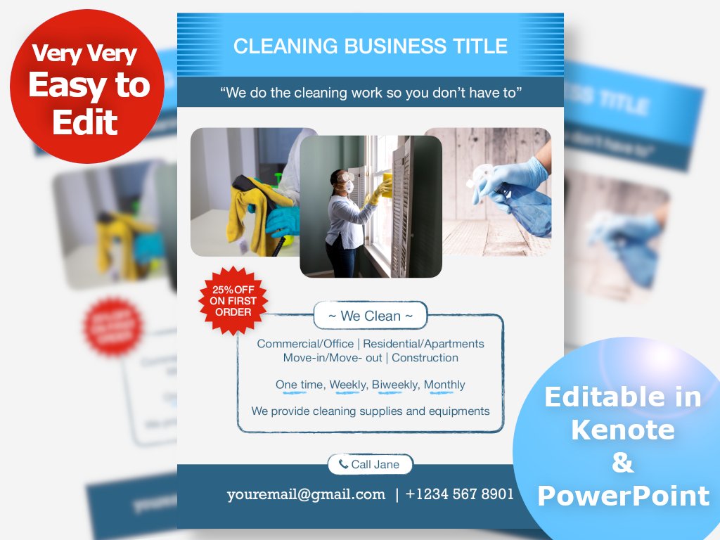 graphiki_etsy's tweet photo. Cleaning services flyer template | Add Logo-Title-Photos-Description-Contact Details &amp; Ready | Easy to edit in Powerpoint and Keynote https://t.co/ZS38kmkiZJ via @Etsy https://t.co/iSuPrgkFiL