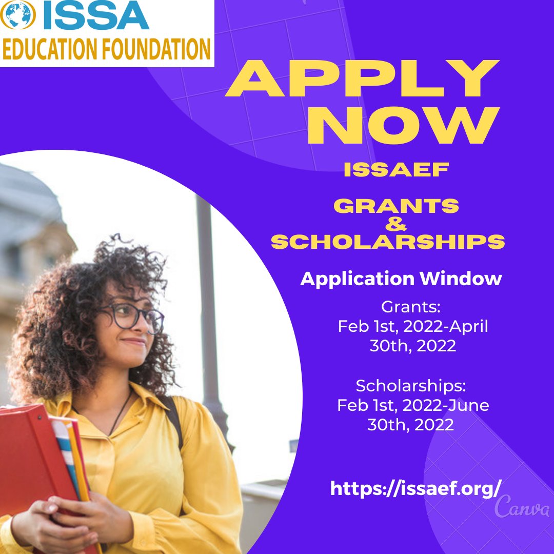 ISSAEdFund's tweet photo. Grant Application Window Closing Soon! Apply Now! https://t.co/lnkrwvtuun