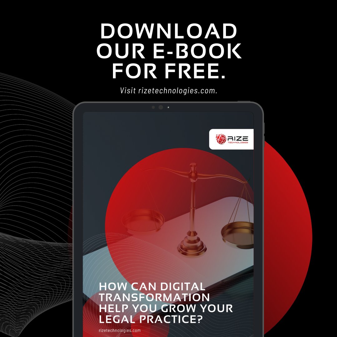 rize_tech's tweet image. Thinking of how you can bring your law firm to the 21st century? Discover the advantages that digital transformation can bring to your business by downloading our e-book today. Simply visit our website at rizetechnologies.com. #ITforLawFirms #technologyforlaw #techforlaw