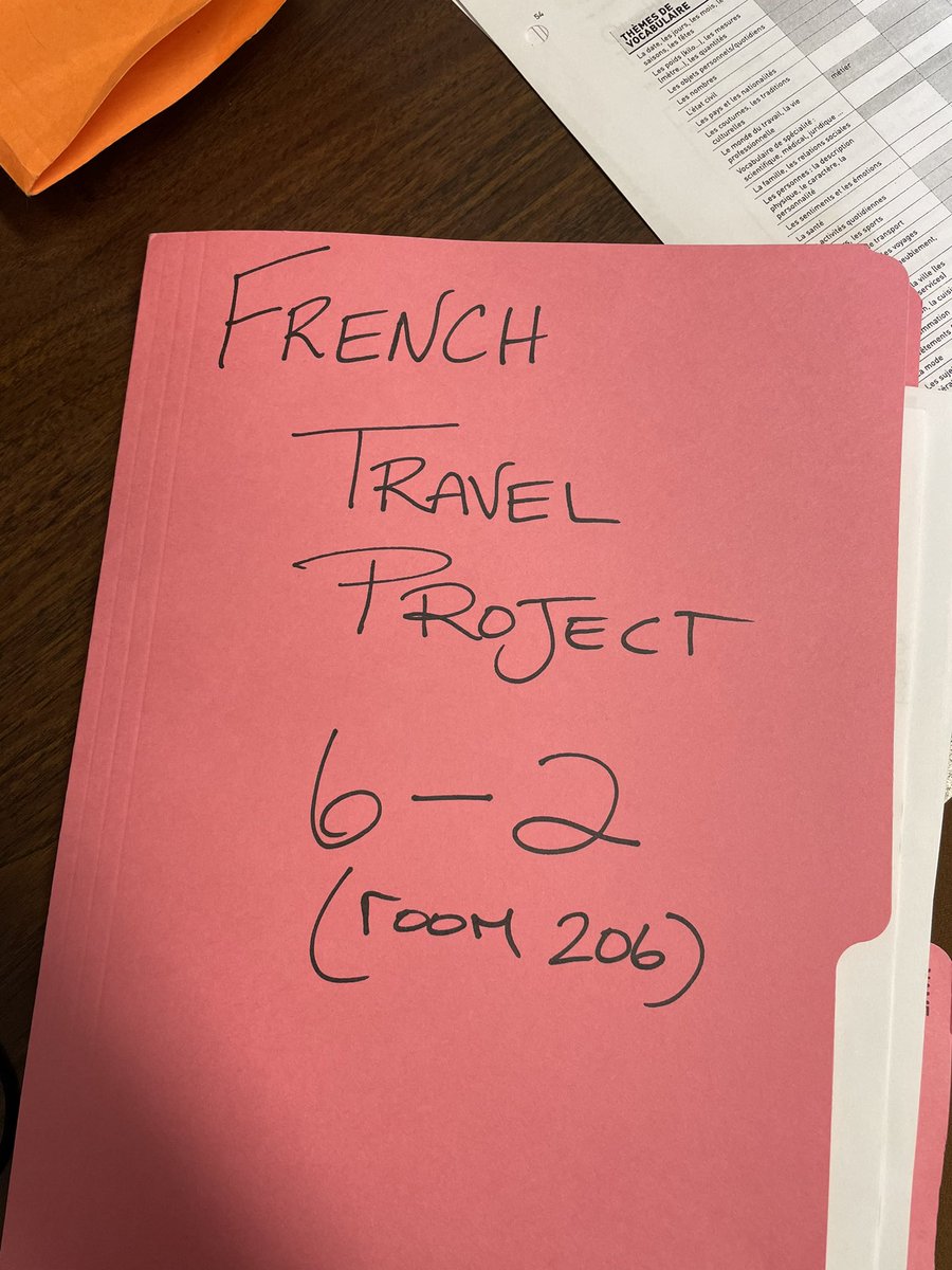 MmeSherret's tweet photo. The core French students have been working so hard the past 2 weeks on leurs voyages en français 👀 can’t wait to see where they’ll choose to go! 🌎✈️🗺 https://t.co/EX7Bn6bd0f
