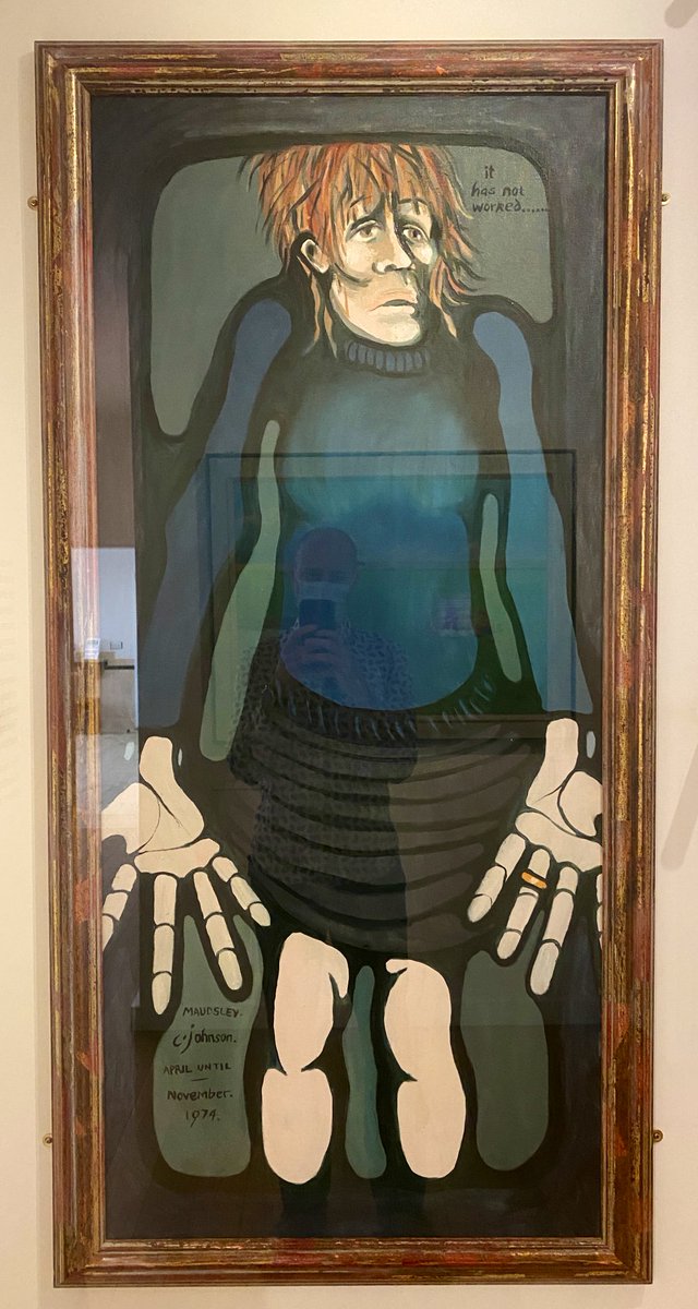 SafeUncertainty's tweet image. Took the opportunity to visit @bethlemmuseum on my lunch break today. Among the brilliant exhibits, I was particularly struck by the two paintings by the late Charlotte Johnson Wahl (Boris Johnson’s mother), painted in the 70s when the was an inpatient at Maudsley Hospital.