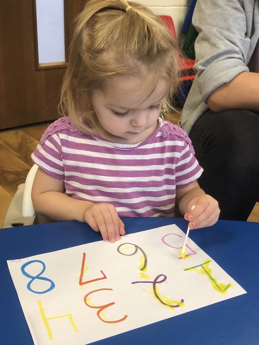 CCLSRames's tweet photo. These big kids are busy learning about numbers this week! Here they are tracing numbers with Q-tips! 2’s class we’re ready for ya! #numbersweek #1’shavefun @CCLSChargers https://t.co/0MT10gFJL3