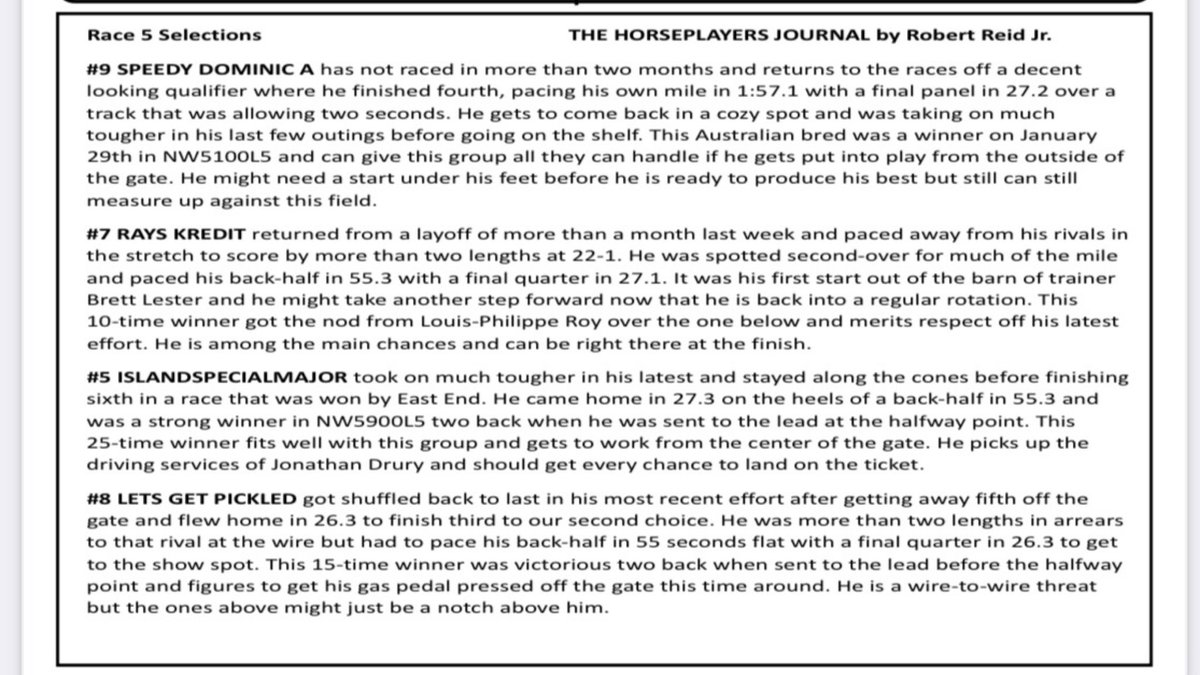 I’m glad <a href="/RobertReidJr/">Robert Reid Jr.</a> doesn’t write my 5% cheques from Mohawk. He would have mailed it to Brett. I had the horse for three weeks, get him healthy and train him up good, he wins and someone else gets the credit. Sounds about right.