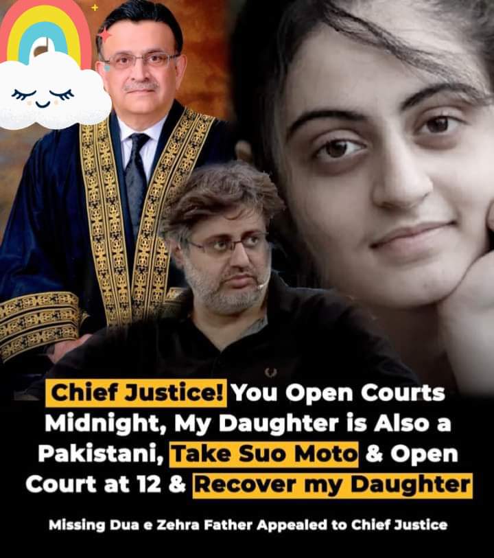 BaagBalouch's tweet photo. A missing girl from Karachi for 5 days Dua Zahra's father's decade ... will the chief take any action? Can't the court go to 12 o'clock at night for the recovery of the daughter of a father ?? Is this country made only for the rights of rich and political leaders ??
#DuaZehra https://t.co/NTNpIwG5rn