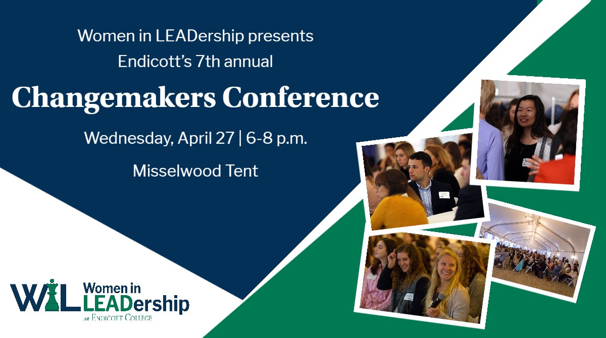 Join @endicottlead for the 7th annual Changemakers Conference,  April 27 from 6–8 p.m. in the Misselwood Tent! Hear from live speakers and grow your professional network. Participants will also enjoy a raffle, photo booth, and SONA credits! endi.co.tt/3jYUHQL