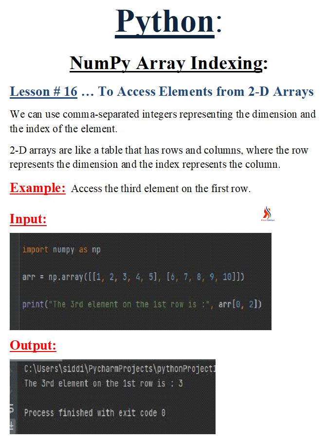 CodewithRizwan's tweet photo. Lesson # 16 . . . . . . To Access Elements from 2-D Arrays
Youtube: https://t.co/glcneWM8Bl
Instagram: https://t.co/fqjvbfnWRh
Twitter: https://t.co/wE1tQD20nf
#NumPy #Python #Array #datascience #data #programmer #programming #codingpics #index #indeces #indexing https://t.co/vYnUMIrEv0