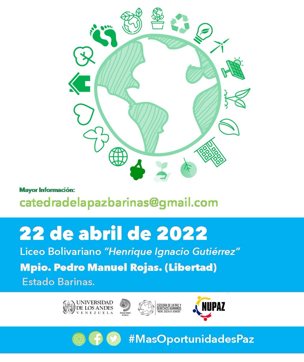 catedradelapaz's tweet photo. #22Abril / Preservar el Planeta Tierra es un principio de Cultura de Paz. Todo #ConstructorDePaz debe ser protector de la Tierra. En el #DiaDeLaTierra nos unimos a ser parte de la solución con la participación de nuestros Voluntarios/as de Paz. https://t.co/6Hwn4n0p2O