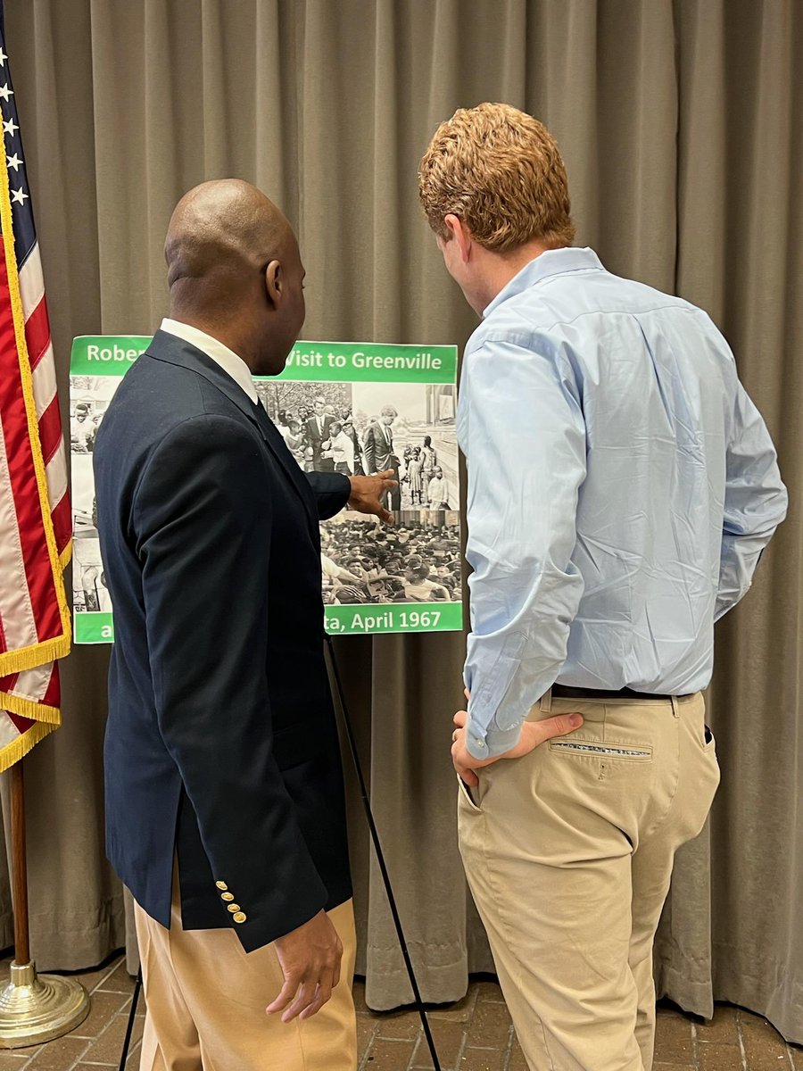 Historic day to welcome <a href="/joekennedy/">Joe Kennedy III</a> and <a href="/BennieGThompson/">Rep. Bennie G. Thompson</a> to <a href="/cityofgvillems/">City of Greenville</a> 55 years after his grandfather, Robert Kennedy, came to Greenville and the Mississippi Delta to fight against poverty. The fight continues.