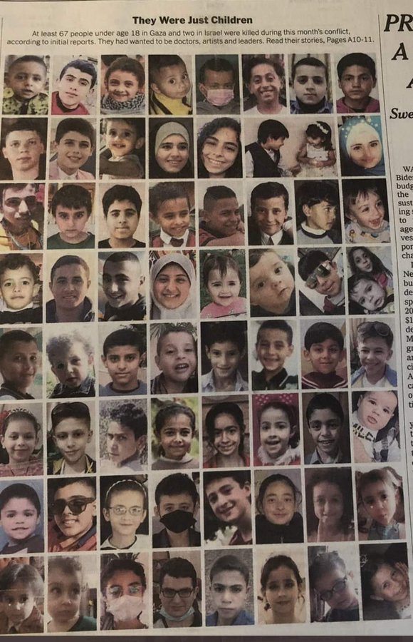 Estos son los niños palestinos que murieron por las bombas de Israel el año pasado... pero no son rubios ni tienen ojos azules, no existen para la "comunidad internacional".