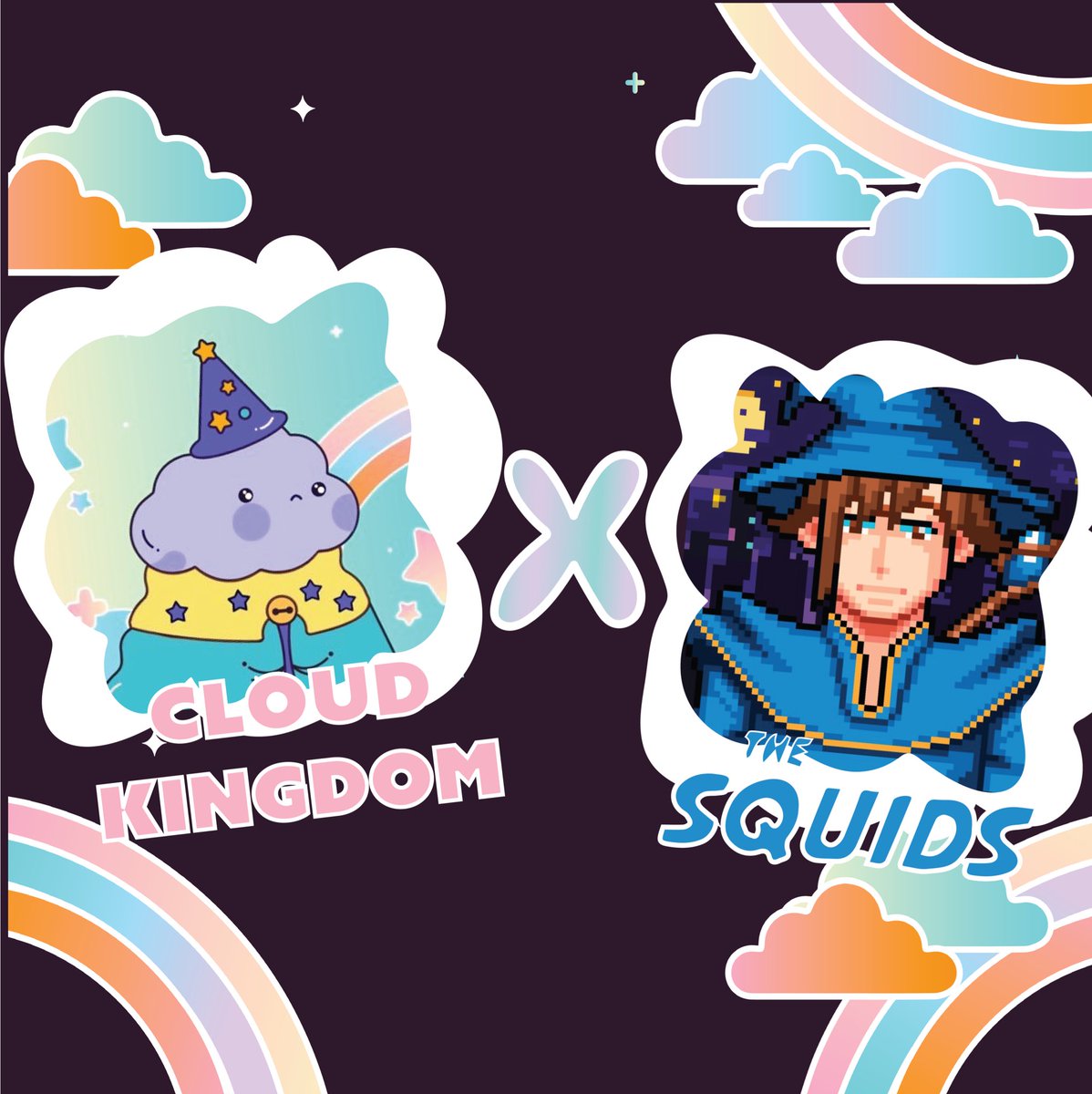 🌈CLOUD KINGDOM x THE SQUIDS🌈

It’s giveaway time we’re going to be raffling off some Squid Inks!

Prizes
- 3 x 5 Squid Inks
- 5 Cloudlist

Requirements
- Follow <a href="/CloudKingdomNFT/">CLOUDKINGDOM⚡️☁️</a> <a href="/TheSquids_NFT/">The Squids</a> 
- Like &amp; Retweet
- Tag 3 friends👇 

24 HR ⏰ 
#nft #NFTGiveaways #nfts