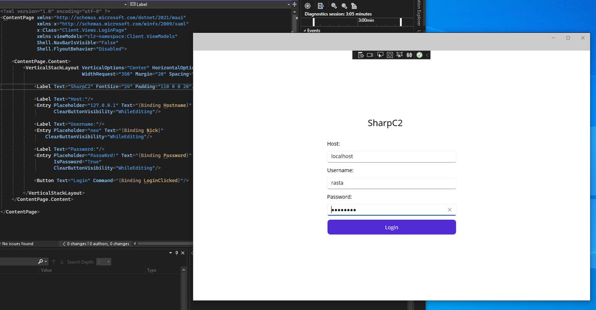 _RastaMouse's tweet photo. The #SharpC2 .NET MAUI client is officially underway. https://t.co/tIDQczJytc