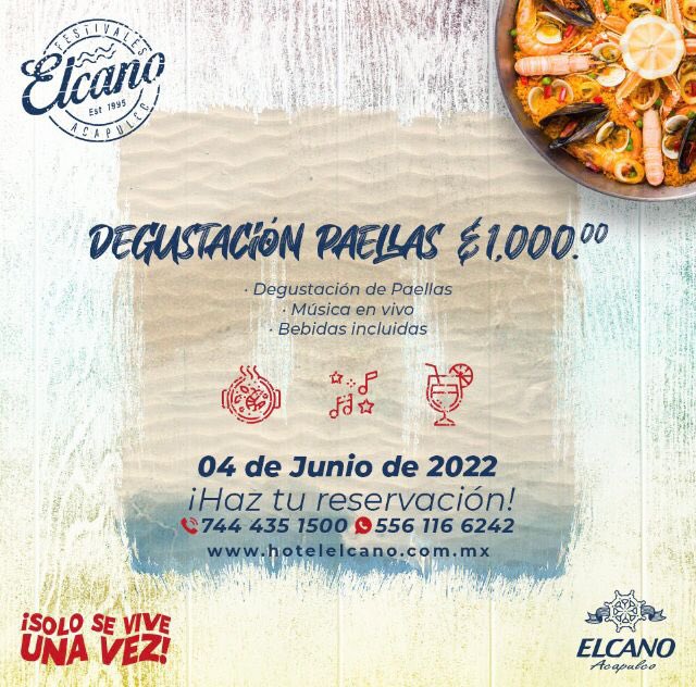 FideturAcapulco's tweet photo. El @hotelelcano Acapulco presenta, Degustación de Paellas 2022. 

#Acapulco #HogarDelSol https://t.co/pMkAvENyPh