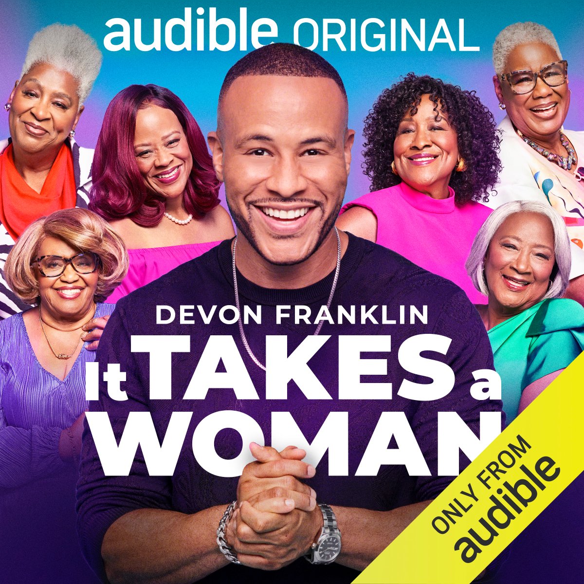 DeVonFranklin's tweet photo. My new @audible_com Original IT TAKES A WOMAN is HERE! Listen to the women who made me into who I am today and hear the story of how my family went from tragedy to triumph. My village is now yours, too. 
Listen now on Audible:  https://t.co/DJJAo4V7MQ #ItTakesAWoman https://t.co/BwlWi7PZcg
