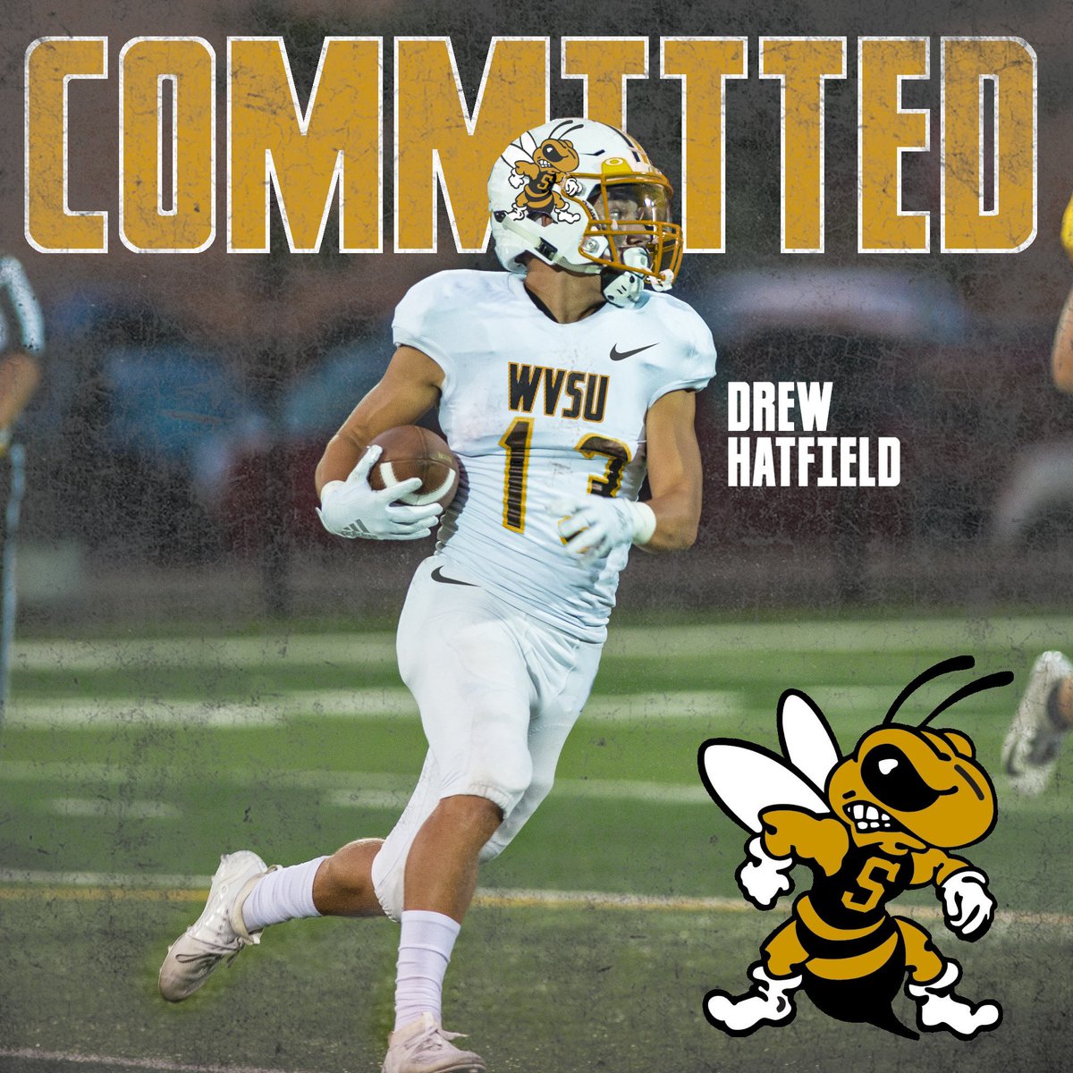 DREW HATFIELD (@xdrew13x) on Twitter photo ALL IN‼️ Excited to announce that I am 110% committed to West Virginia State University🟡⚫️ <a href="/CoachPenn/">John Pennington</a> ALL IN‼️ Excited to announce that I am 110% committed to West Virginia State University🟡⚫️ <a href="/CoachPenn/">John Pennington</a>