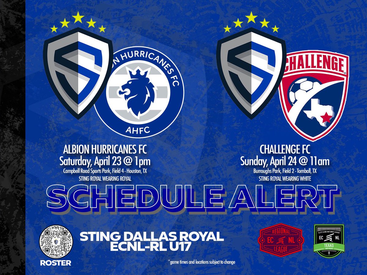 After a crazy and fun 5 weeks of showcase’s we are excited to turn the page and head down to Houston to start our conference games!! 

Time to finish out the season STRONG!!! 💪🏻

#WeAreSting 

<a href="/StingSoccerClub/">Sting Soccer Club</a> <a href="/ECNLgirls/">ECNL Girls</a> @EcnlTexas <a href="/NCAASoccer/">NCAA Soccer</a> <a href="/ImCollegeSoccer/">College Soccer Truth ™</a>