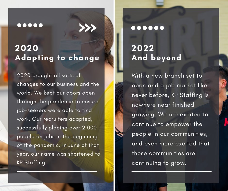 KPstaffing_'s tweet photo. Today we’re taking you on a journey through our company history. Swipe through to learn more about the story of KP Staffing!

#smallbusiness #history #companyhistory #staffing #kpstaffing #staffingindustry #dfw #dfwbusiness https://t.co/uKphldwB0Z
