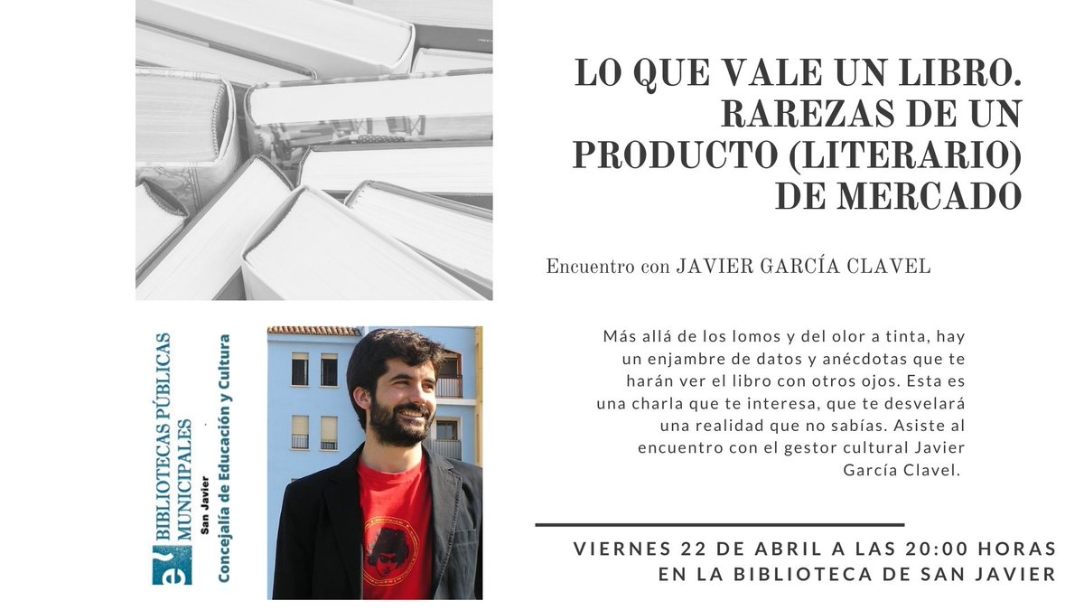 tuweb_tv's tweet photo. 🖨▶️ San Javier rinde homenaje al libro en una intensa semana de actividades. El sábado 23 de abril, Día del Libro, la Biblioteca abrirá sus puertas al espectáculo “Entrecomicjazz”, con el músico Maxi Garcés y el ilustrador Juan Álvarez. 22.00h #ActualidadInformativo https://t.co/vfeFSQMWib