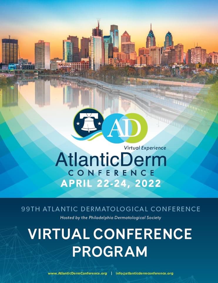 Register for 2022 <a href="/AtlanticDermADC/">Atlantic Derm Conference</a> Atlantic Derm
virtual meeting: atlanticdermconference.org. starts Friday 4/22/22. 100 clinical cases from 10 institutions. (&amp; I’m giving short talk re molecular #pathology basics for #dermatology) #dermpath #dermatologia #dermtwitter