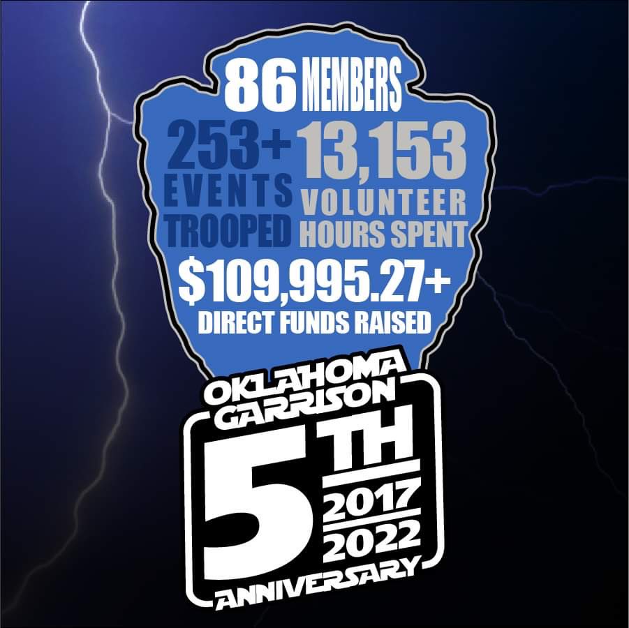 OK501st's tweet photo. Today marks our 5th Anniversary of becoming a garrison! We can't help but reflect on the last 5 years and all the fond memories we have. It has been an honor serving Oklahoma all these years.

Thank you to our members, our community, and the #501stlegion

#ok501st #501st https://t.co/l6e7LAFTUH