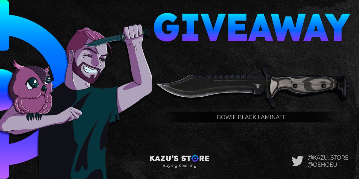 Kazu's Store 🇧🇷 🇪🇸 (@kazu_store) on Twitter photo ‼️CSGO Knife Giveaway‼️
🔥★ Bowie | Black Laminate🔥
-Follow <a href="/OehoeU/">Oehoe de Uil</a> & <a href="/Kazu_Store/">Kazu's Store 🇧🇷 🇪🇸</a>
-Like & RT ❤️
-Tag a friend for EXTRA entry!👥
Rolling 28/4/22
#Giveaway #CSGO ‼️CSGO Knife Giveaway‼️
🔥★ Bowie | Black Laminate🔥
-Follow <a href="/OehoeU/">Oehoe de Uil</a> & <a href="/Kazu_Store/">Kazu's Store 🇧🇷 🇪🇸</a>
-Like & RT ❤️
-Tag a friend for EXTRA entry!👥
Rolling 28/4/22
#Giveaway #CSGO