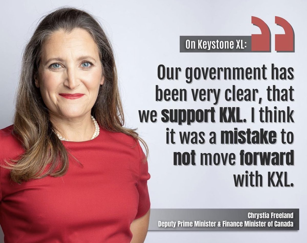 WBrettWilson's tweet photo. Bullsh&amp;t!!

When ⁦@POTUS⁩ killed #KeystoneXL nobody in the ⁦@liberal_party⁩ elects said a word. Nothing. No calls. No social media. Nothing. 

This is a lie ⁦@cafreeland⁩ https://t.co/pu7aBfOU7d