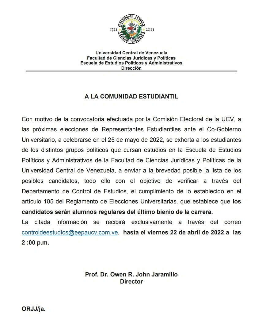 EEPA UCV (@ucveepa) on Twitter photo 