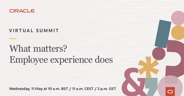 KochCaro's tweet photo. Is your #EmployeeExperience keeping up? Join Oracle’s HCM Virtual Summit on 11 May to peer into the #HR’s most innovative minds as they reveal what matters most to them. Register now. @OracleCloudHCM https://t.co/uDdSbcKweo https://t.co/lVmBz1fdXy