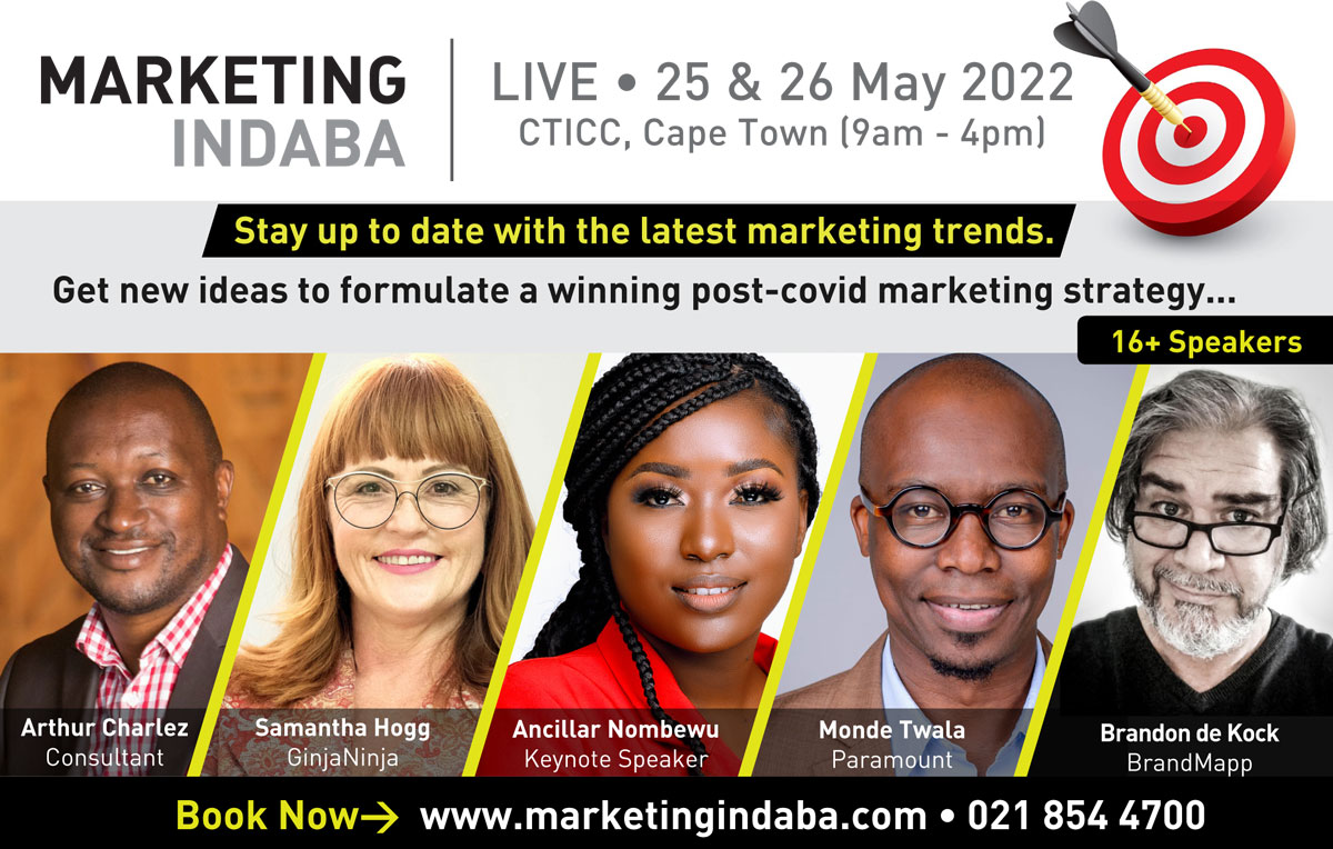 20% OFF tickets today only. Attend <a href="/MarketingIndaba/">Marketing Indaba</a> in-person conference in Cape Town on 25 &amp; 26 May 2022 and get #MarketingTips, advice and #marketing ideas for your #marketingstrategy #marketingstrategies - Book your tickets at marketingindaba.com today.