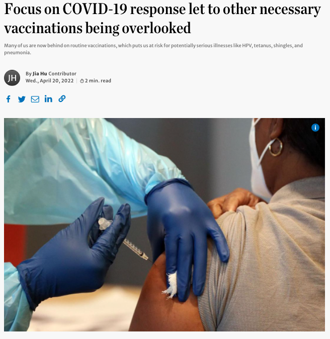 PraxusHealth's tweet photo. Check out 19 to Zero's lead, Dr. Jia Hu, and his recent article in the @TorontoStar: Focus on COVID-19 response led to other necessary vaccinations being overlooked #covid19 #vaccination #routinevaccination #torontostar #19tozero
https://t.co/djI9roaUnt https://t.co/XgaRPS6eEe