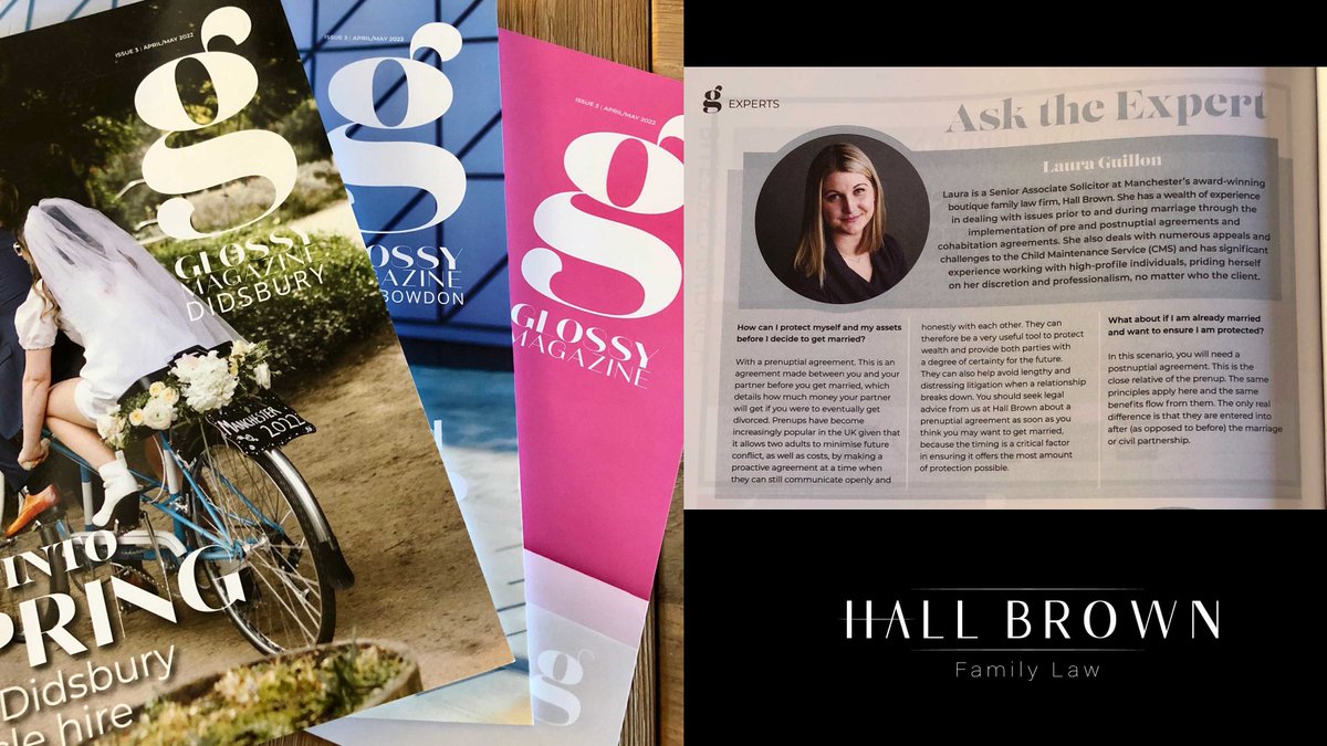 DivorceAdviser's tweet photo. Thank you to The Glossy Magazine for featuring @HallBrownLaw in their latest series of magazines, with @lauraguillon1 discussing #PreNups and #PostNups.
#familylaw https://t.co/dza60kz7aV