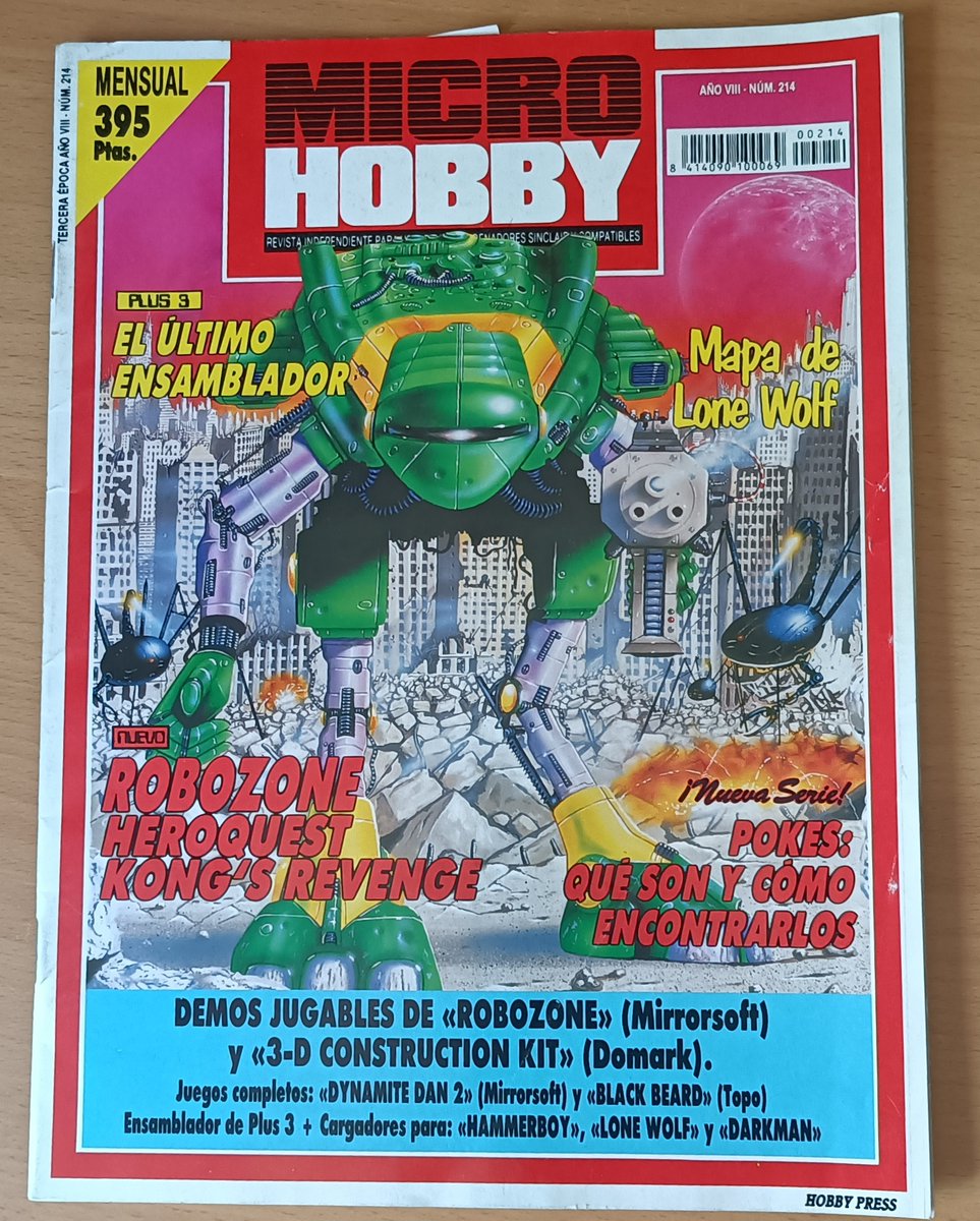 Kenziner99's tweet photo. RV001 - MicroHobby Nº214 - Año VIII - Octubre 1991
Juego de portada: Robozone
Demos: 3D Construction Kit y Robozone
Juegos completos: Dynamite Dan 2 y Black Beard
#Spectum #retrogames https://t.co/xMofrcVuSW