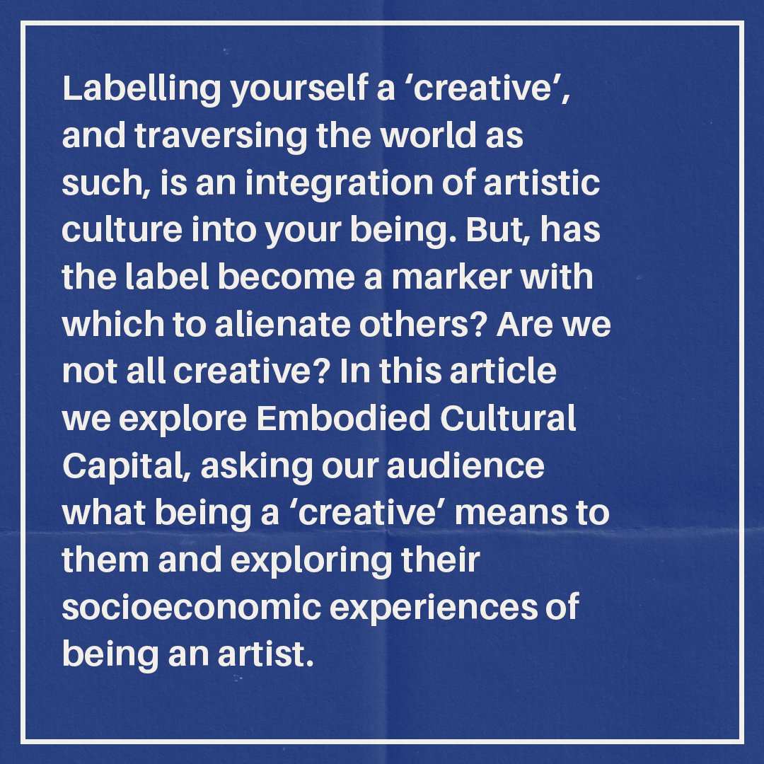 We asked you what being a ‘creative’ means to, and we’ve collated this data and written an article exploring Embodied Cultural Capital.
 
Keep an eye out for the rest of the chapters and go to gatekeepermagazine.com/Shop to #pre-order Issue 03, Culture, Cash, and Capital now!