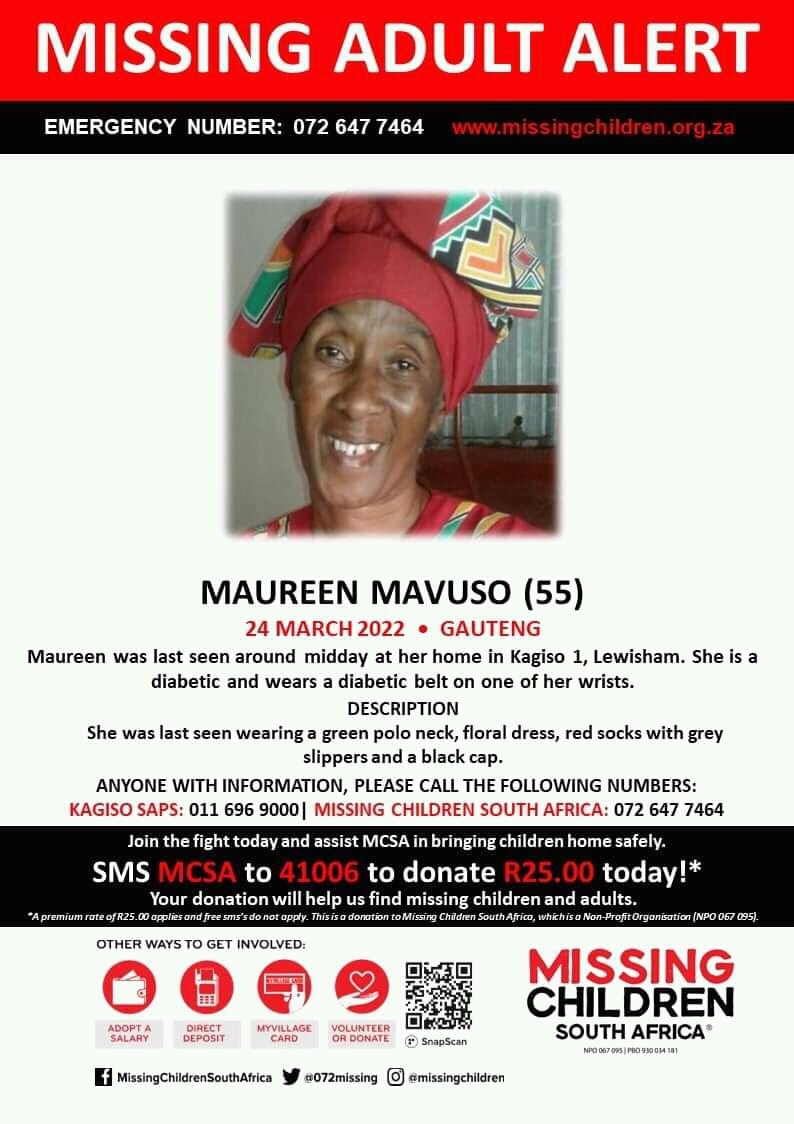joy_zelda's tweet photo. Another missing person 💔
Pls lets help find her
Retweet until she is found 

10111
Hlomu
BREAKING NEWS 
#nhlanhla_lux
President Zuma
Emtee 
Minnie 
Unisa
Mandisa
#Checkpoint 
#TheBlackDoor 
Rosemary Ndlovu https://t.co/5nbAOciZ9H