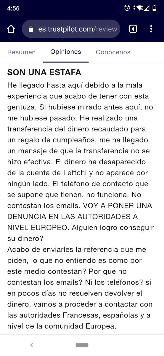 Limpieza_Cor's tweet photo. @RebeldeMule @Leetchi @cmarkea @adventintl Estas son algunas de las opiniones que podemos encontrar de @Leetchi en internet https://t.co/VCtmllIHlw