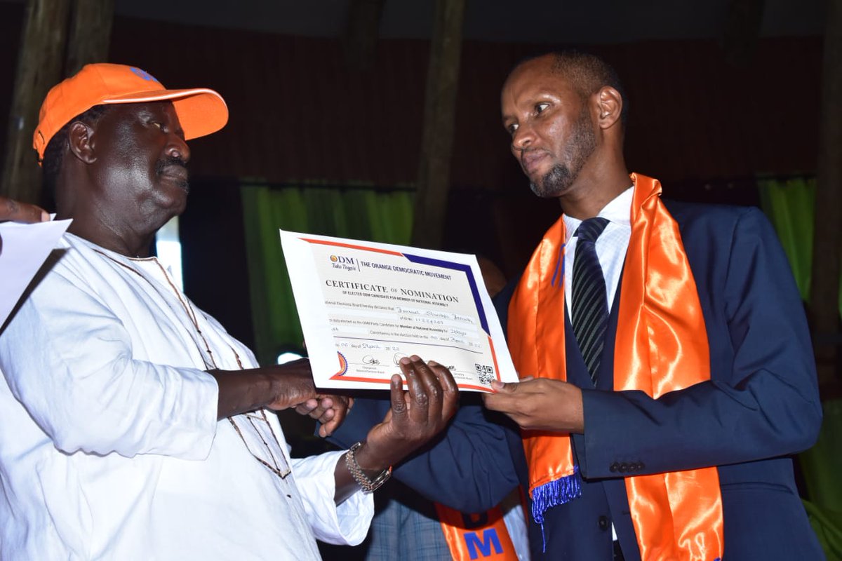 HonIsmailSheikh's tweet photo. With #BabaThe5th  as i recieved my certificate of Nomination yesterday. To the great people of Wajir East, change is here and as i promised we will together build an inclusive and progressive #WajirEast . @Disembe @AbdihakimKeinan @RailaOdinga https://t.co/MxT17AwD06