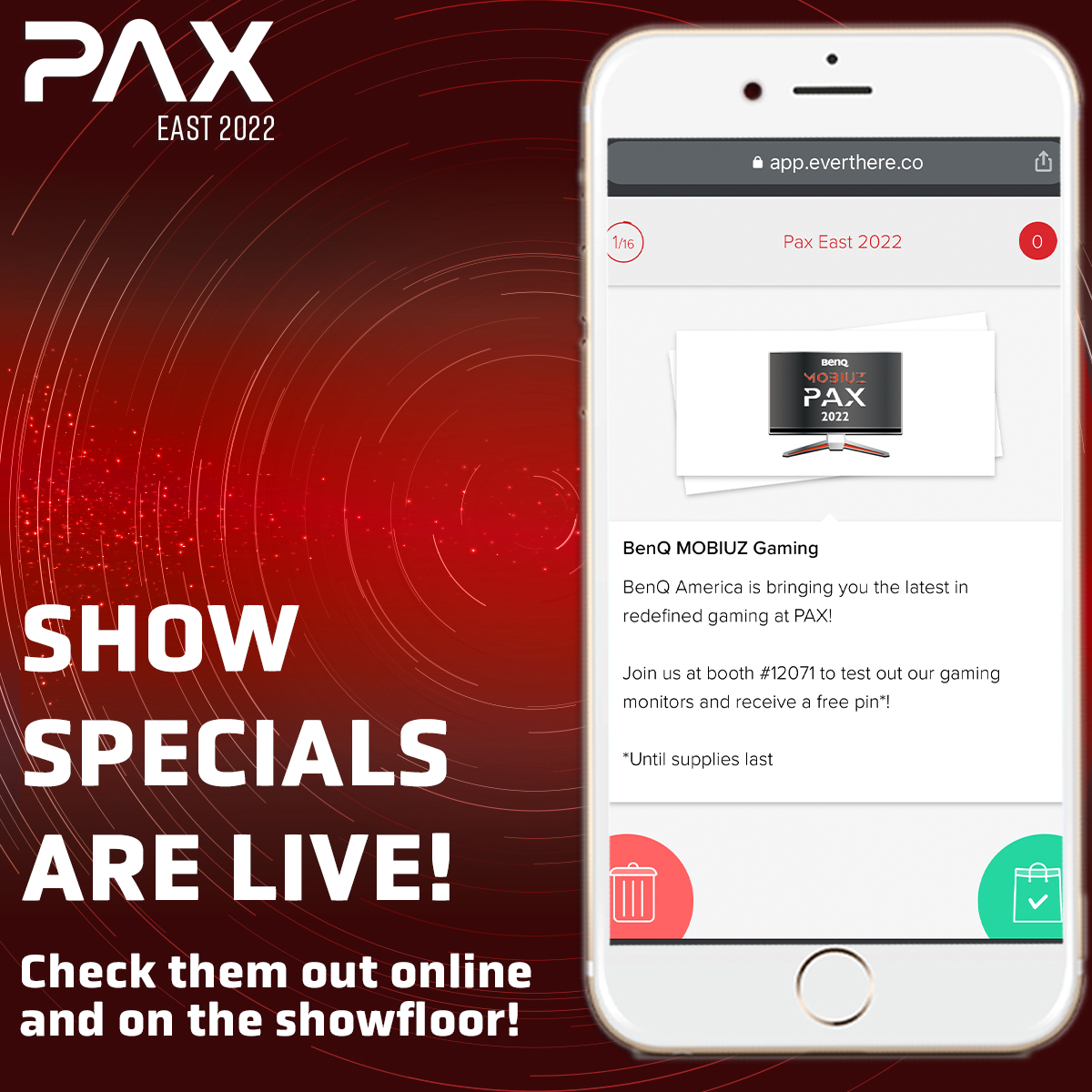 pax's tweet photo. Want to check out exclusive deals from exhibitors at #PAXEast? Show specials are available now and you can check them out in the PAX mobile app or at https://t.co/qzL4qeheUh! https://t.co/sH2hCblEvm
